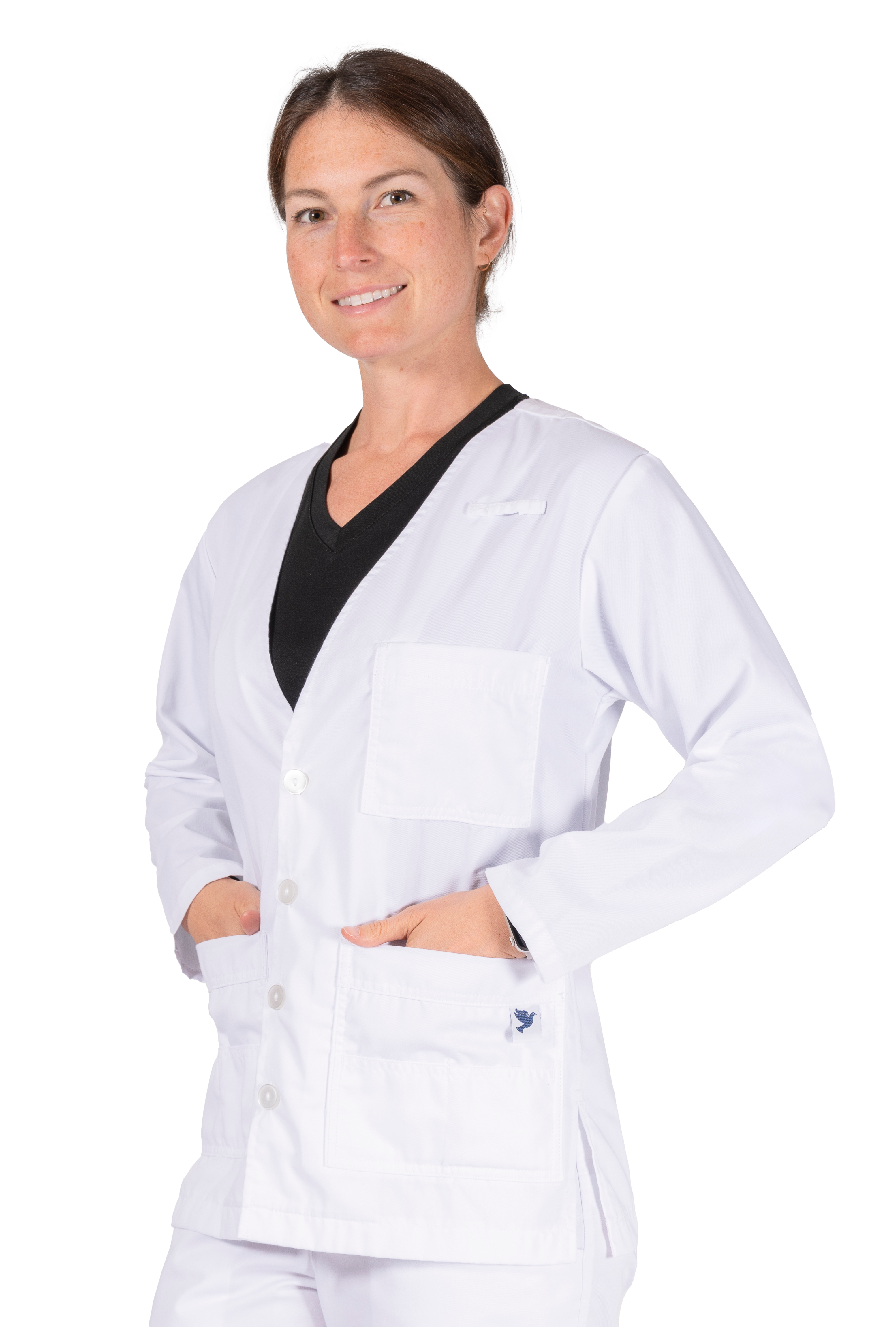 Cuffless V-Neck Cardigan – Dove Uniforms